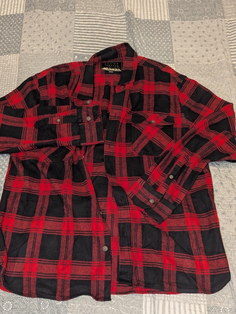 Jachs New York Mens Buffalo Plaid Flannel Shirt XXL Red Black Button Down